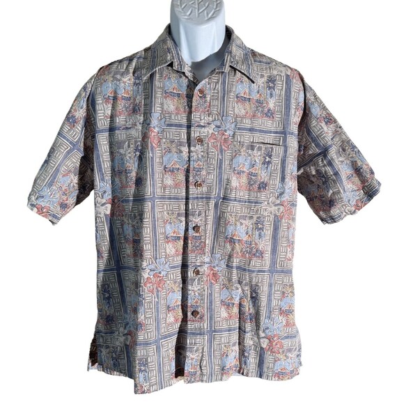 COOKE STREET Men's Short Sleeve Button Down Inside Out Floral Shirt Large - Picture 1 of 5